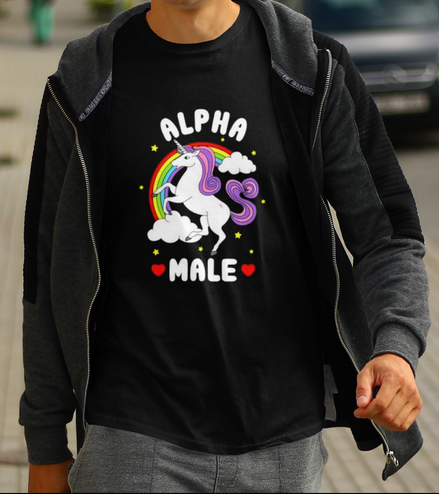 Alpha Male Unicorn Rainbow Father's Day T-Shirt