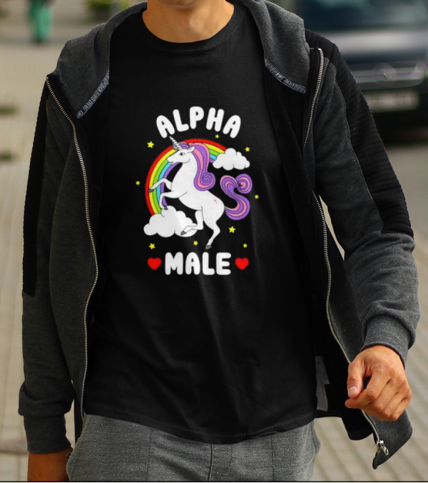 Alpha Male Unicorn Rainbow Father's Day T-Shirt