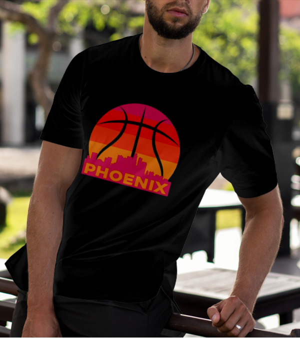 Phoenix City Skyline Basketball Sunset T-Shirt