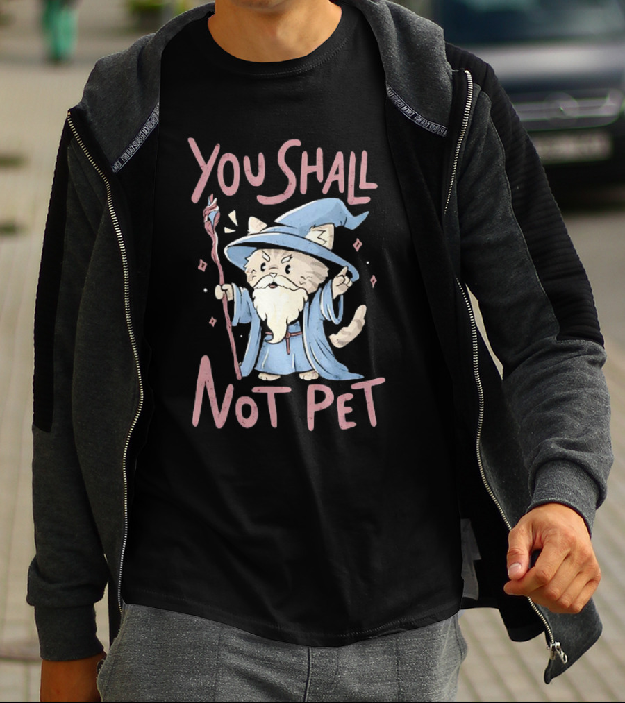 Wizard Cat You Shall Not Pet Gandalf Parody Fantasy Humor T-Shirt