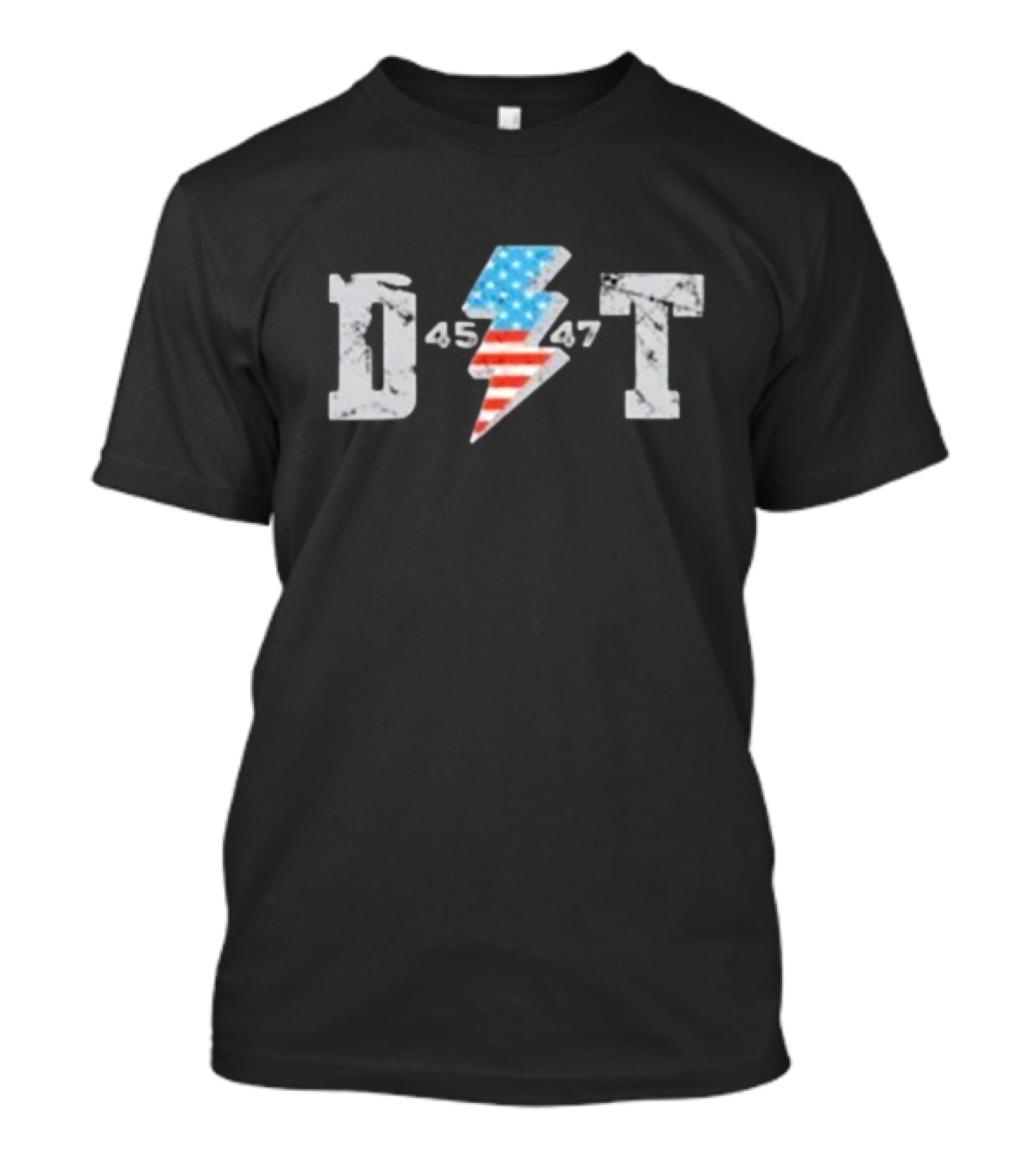 D 45 47 Lightning American Flag T-Shirt