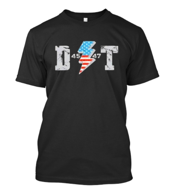 D 45 47 Lightning American Flag T-Shirt