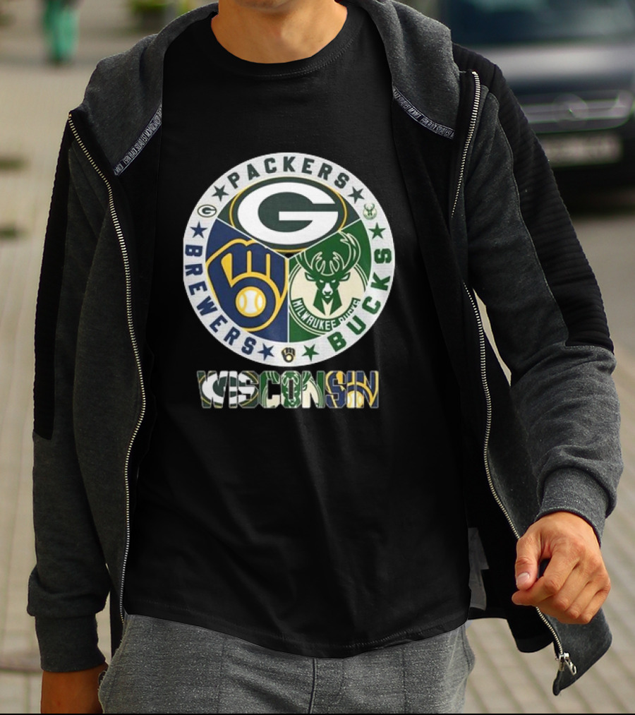 Green Bay Packers Milwaukee Brewers Milwaukee Bucks Wisconsin T-Shirt