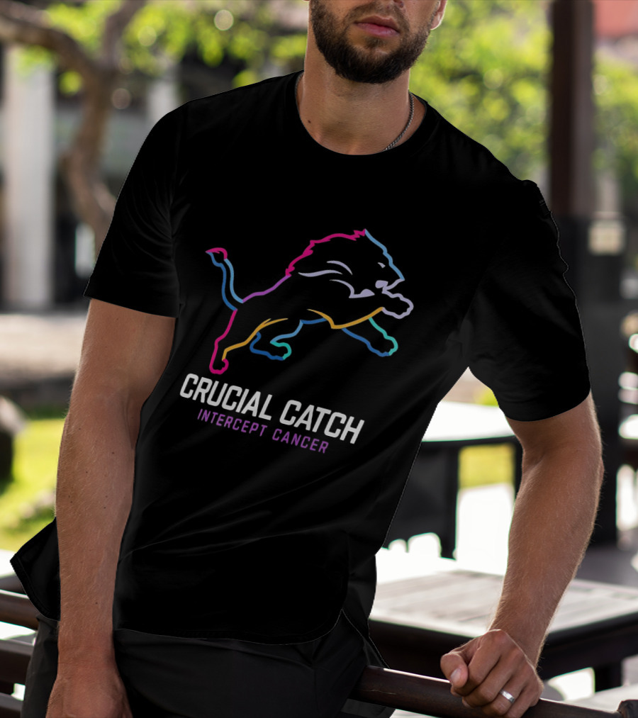 Detroit Lions Crucial Catch Intercept Cancer Awareness T-Shirt