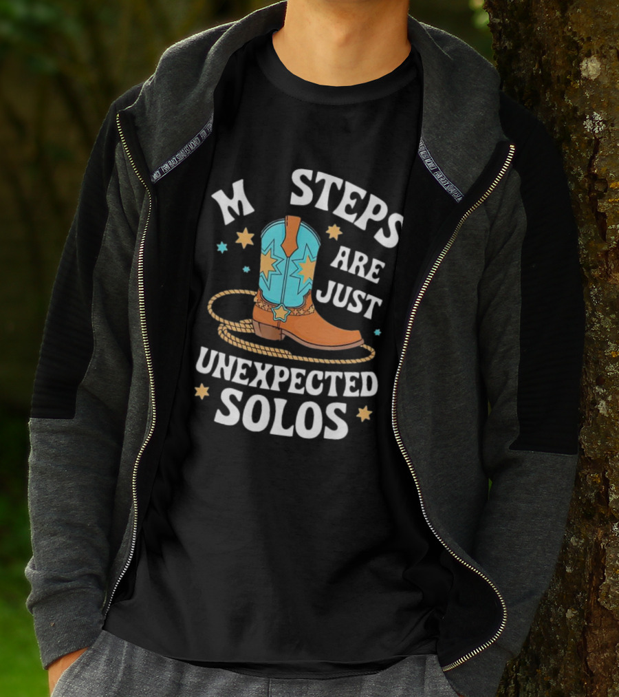 Line Dancing Missteps Are Just Unexpected Solos Cowboy Boot Rope Star T-Shirt