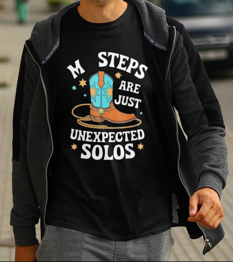 Line Dancing Missteps Are Just Unexpected Solos Cowboy Boot Rope Star T-Shirt