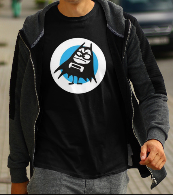 The Aquabats Lil Bat Classic Icon With Cartoon Bat And Mask In Circle T-Shirt