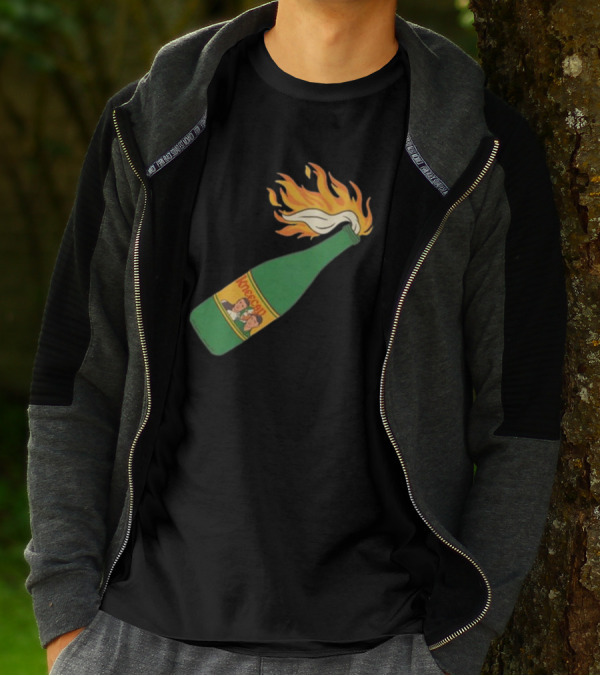 Kneecap Flaming Buckfast Molotov Bottle Green T-Shirt