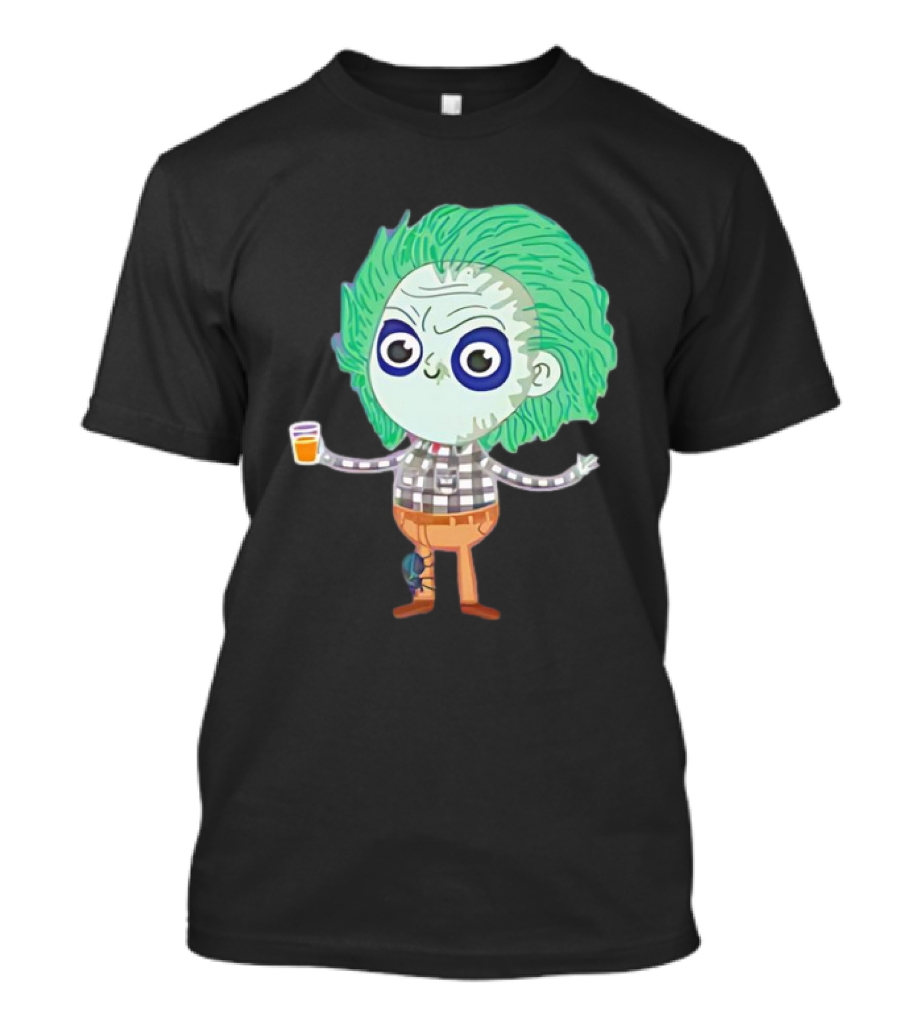 Beetlejuice Ghost Exorcist Cartoon Character With Drink T-Shirt