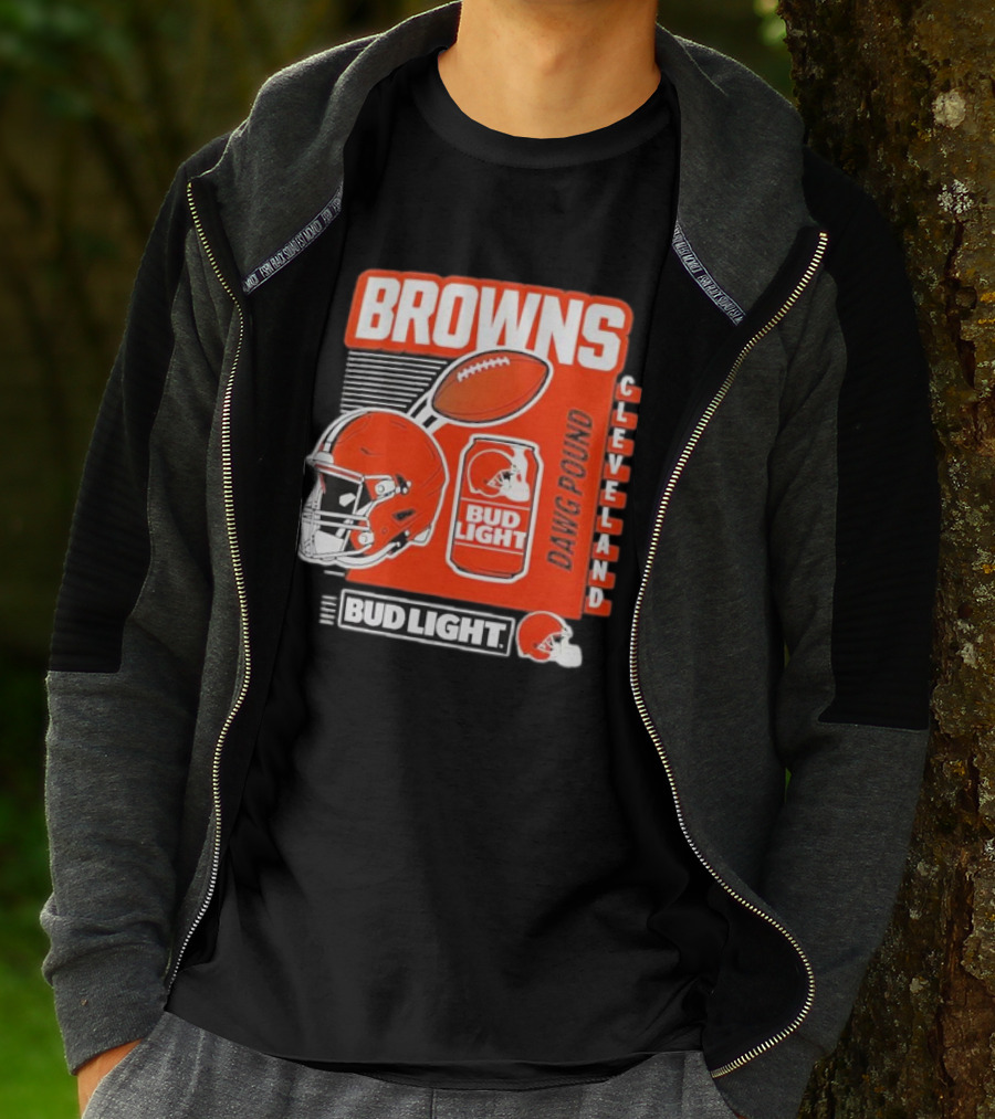 Browns Cleveland Bud Light Dawg Pound Football Helmet T-Shirt