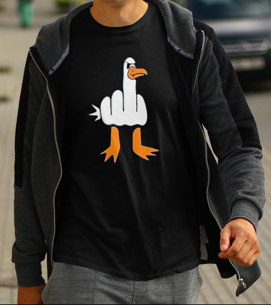 Duck Flipping The Bird Middle Finger Gesture T-Shirt