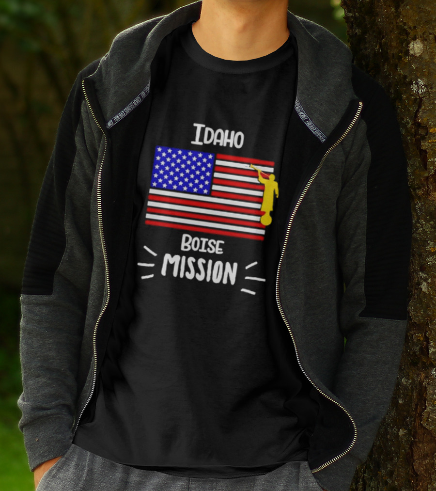 Idaho Boise Mission US Flag With Angel Moroni T-Shirt
