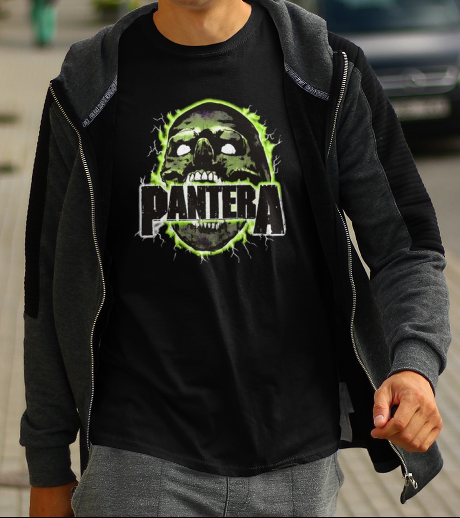 Pantera Electric Green Glowing Skull T-Shirt