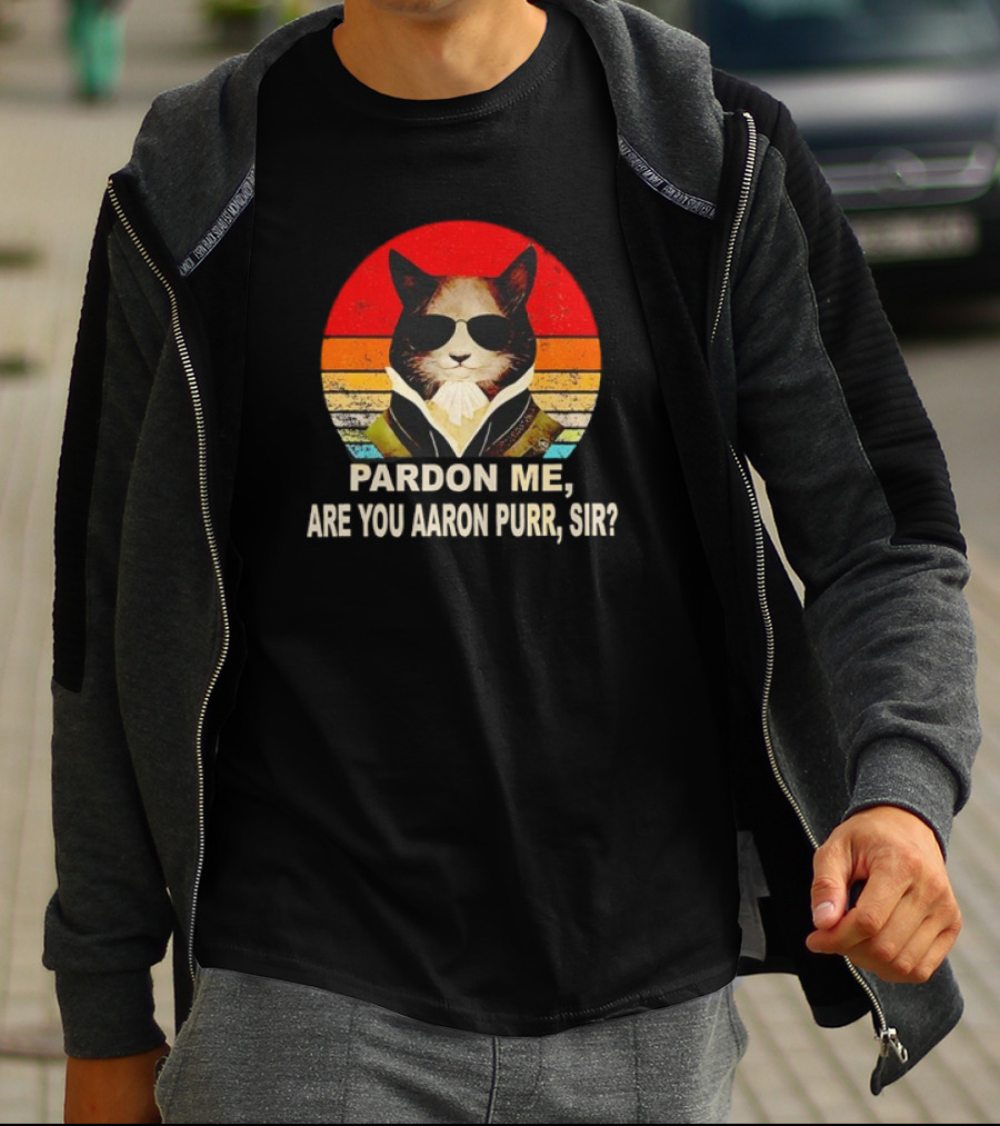 Pardon Me Are You Aaron Purr Sir Alexander Hamilton Cat Retro T-Shirt