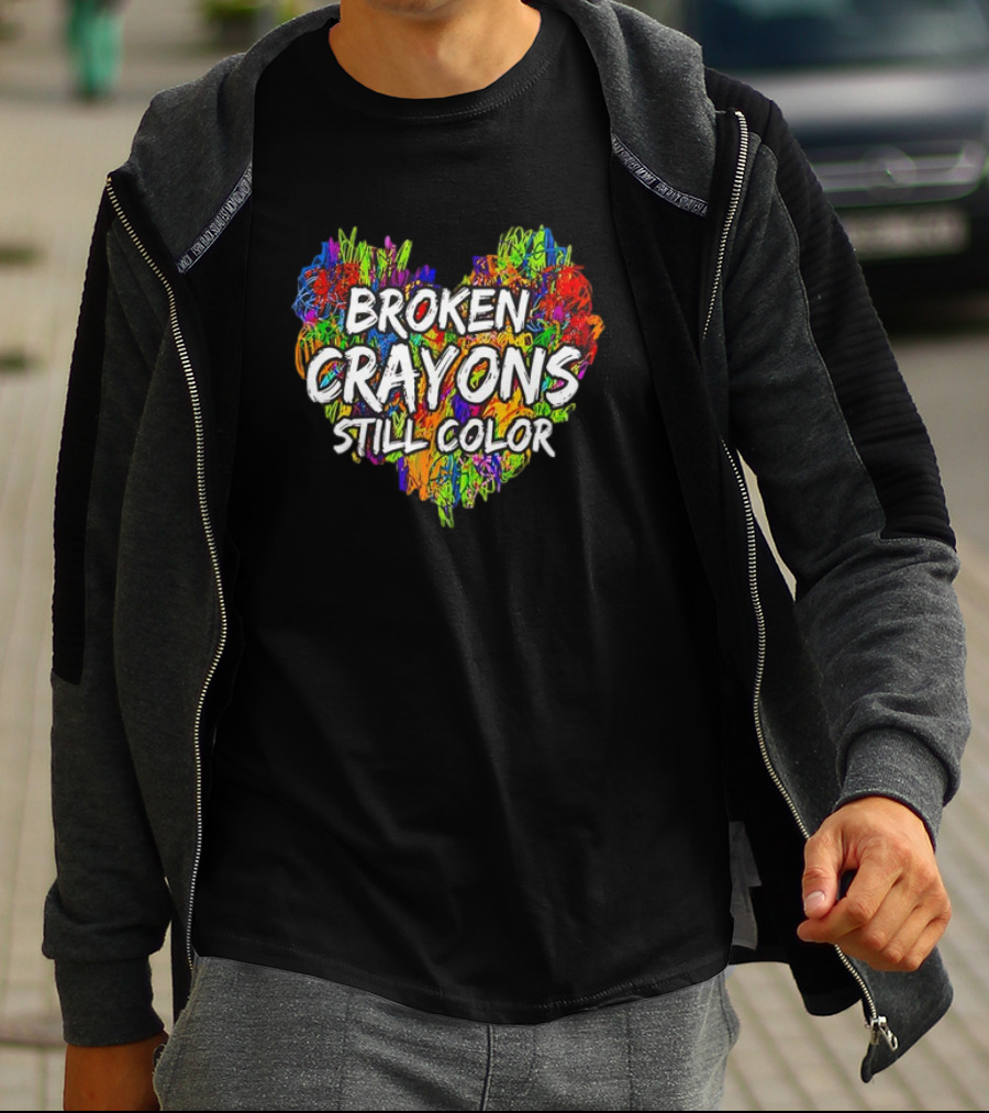 Broken Crayons Still Color Heart Mental Health Awareness T-Shirt