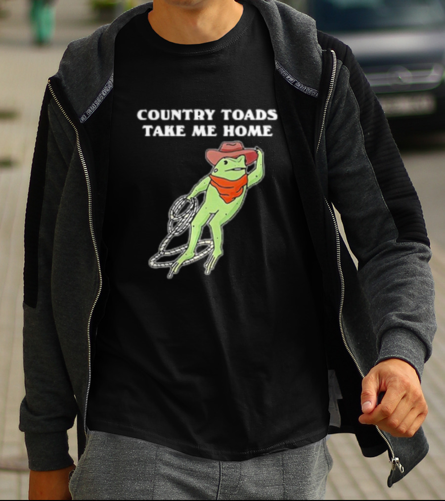 Country Toads Take Me Home Cowboy Frog Funny Western T-Shirt