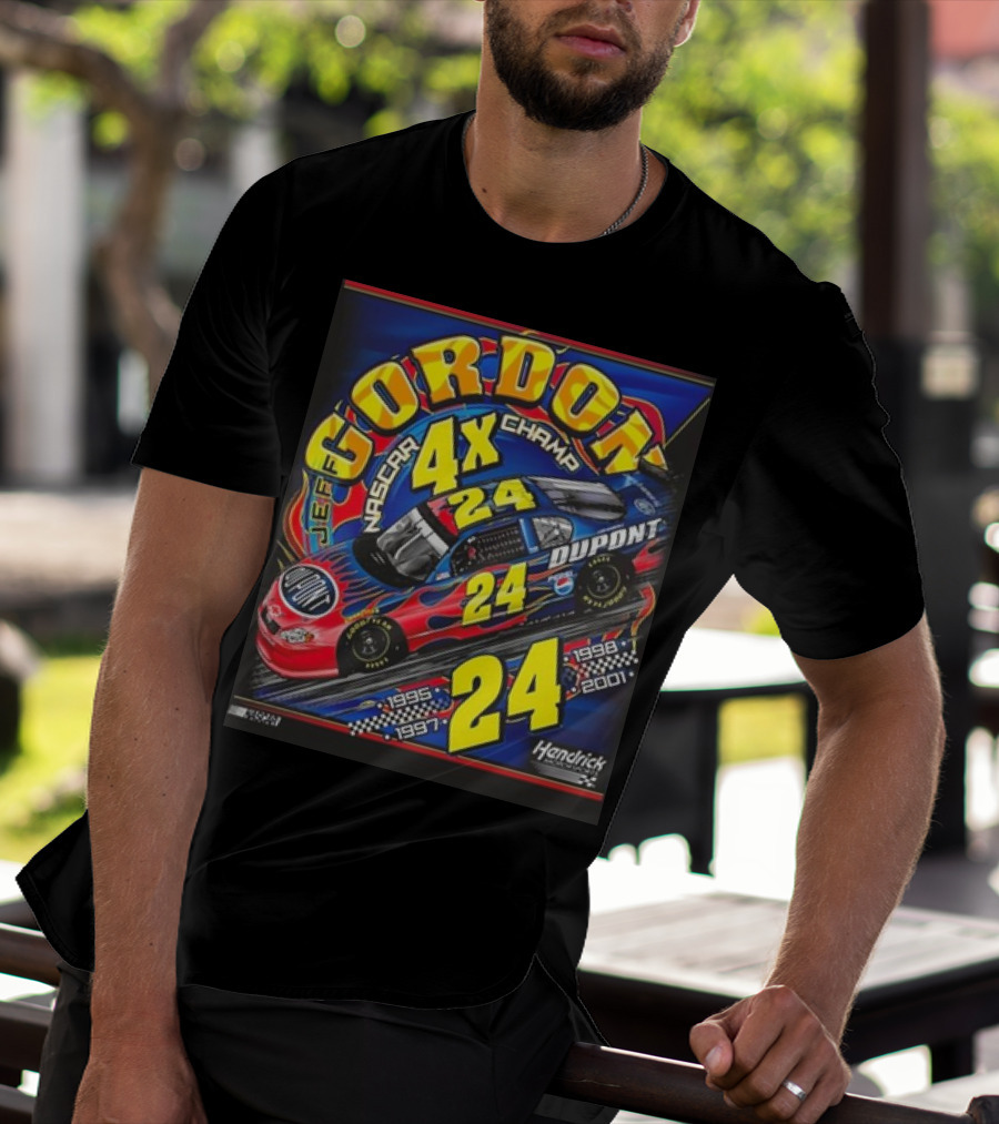 Jeff Gordon #24 Dupont NASCAR 4X Champ 1995-1997-1998-2001 Hendrick Racing T-Shirt