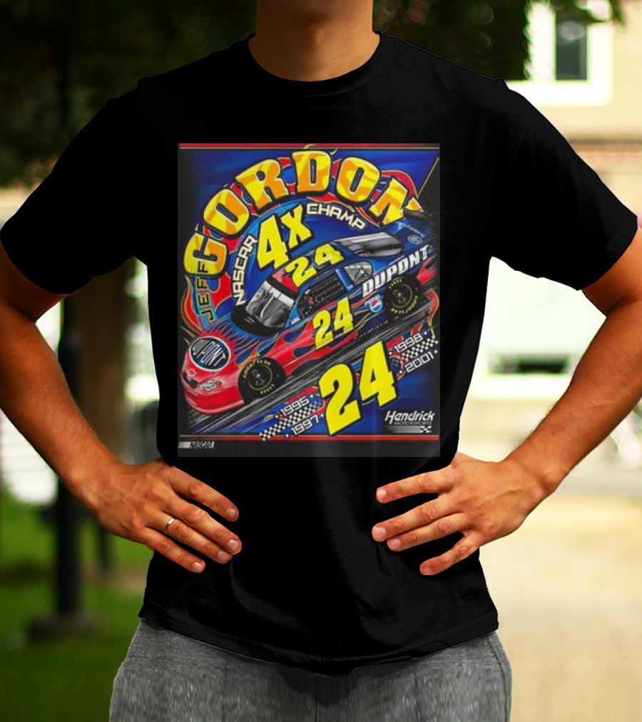 Jeff Gordon #24 Dupont NASCAR 4X Champ 1995-1997-1998-2001 Hendrick Racing T-Shirt