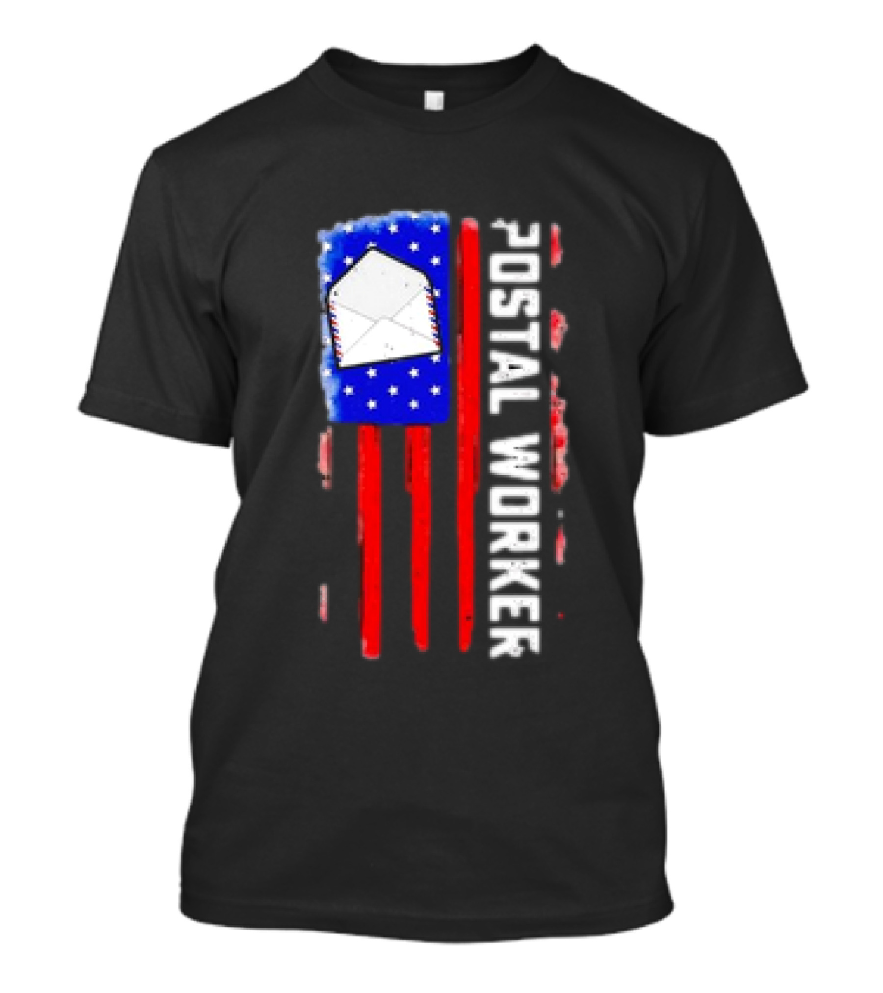 Postal Worker American Flag Envelope Stars Stripes Patriotic Postman Rural Carrier T-Shirt