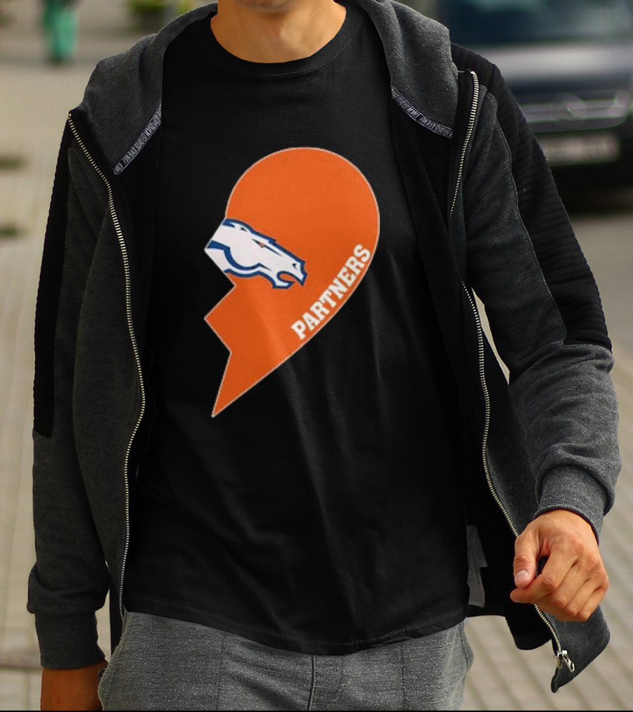 Denver Broncos Orange Half Heart Partners T-Shirt