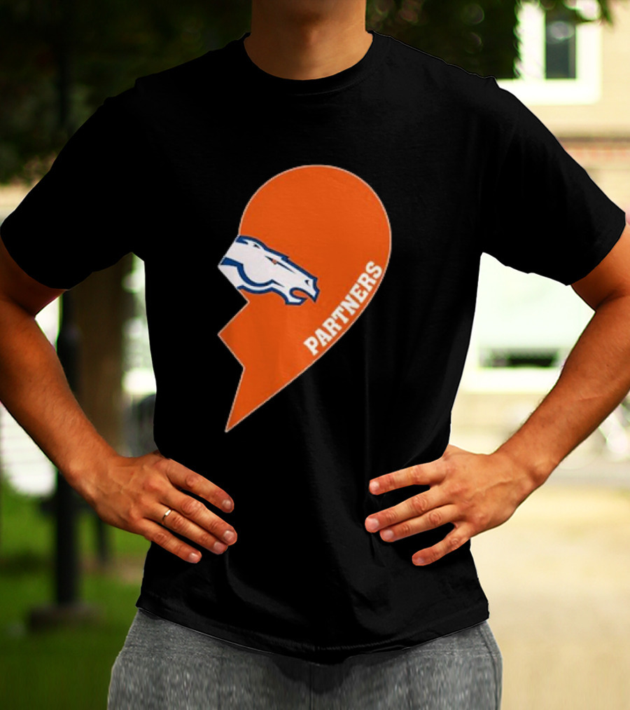 Denver Broncos Orange Half Heart Partners T-Shirt