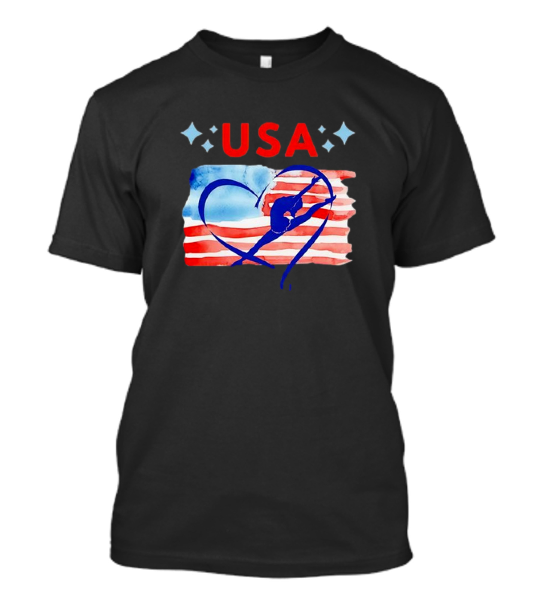 USA Patriotic American Flag Heart Gymnastics T-Shirt