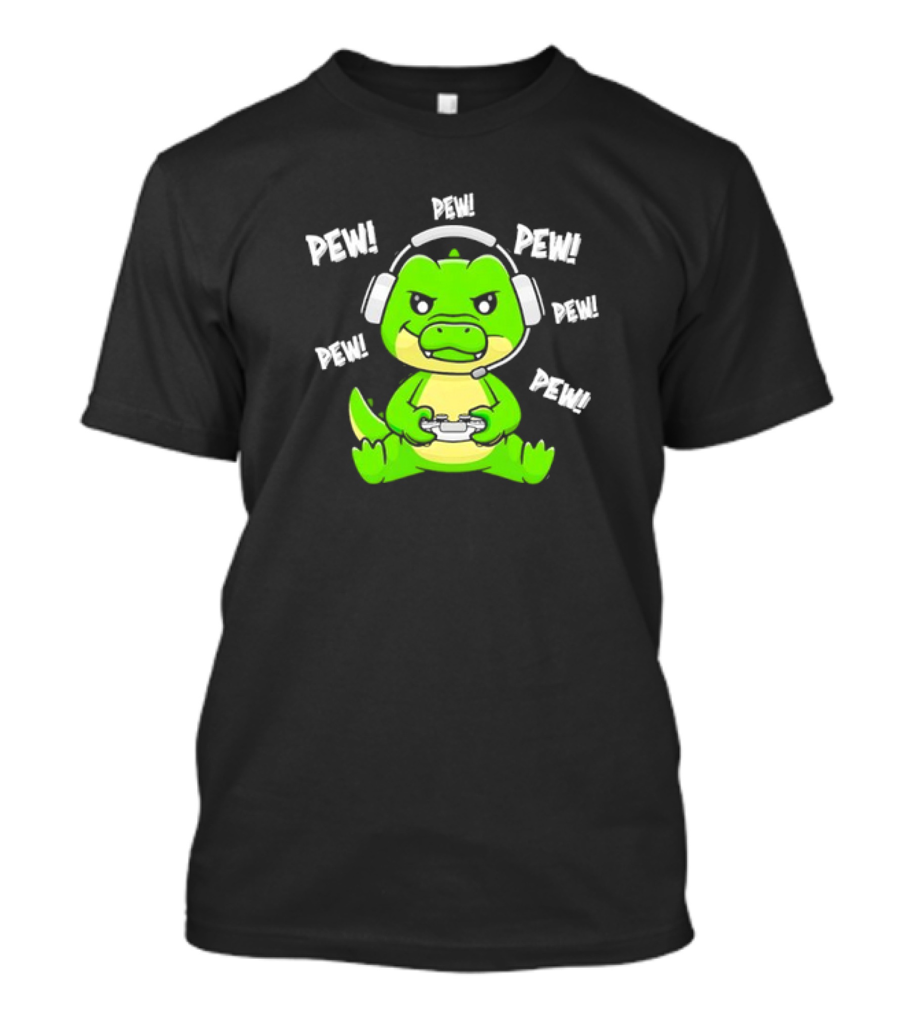 Alligator Crocodile Gamer Pew Pew Pew Headset Controller T-Shirt