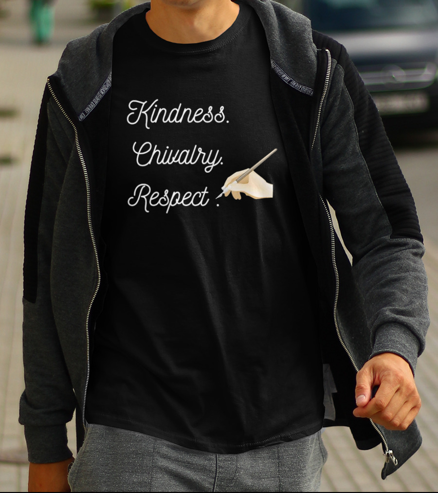 Kindness Chivalry Respect Handwriting With Paintbrush T-Shirt