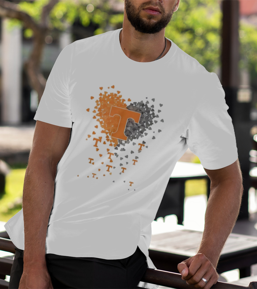 Heart Of Tennessee T With Orange And Gray Hearts T-Shirt