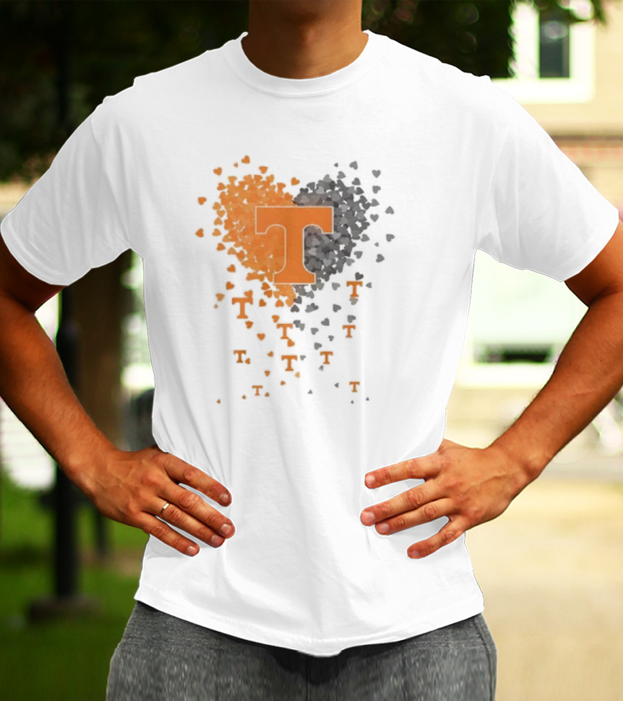 Heart Of Tennessee T With Orange And Gray Hearts T-Shirt