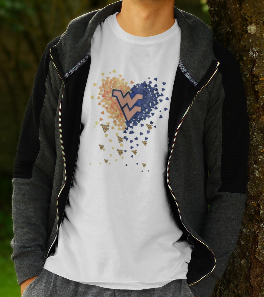 Heart Full Of West Virginia Mountaineers WV Logo And Colorful Hearts T-Shirt