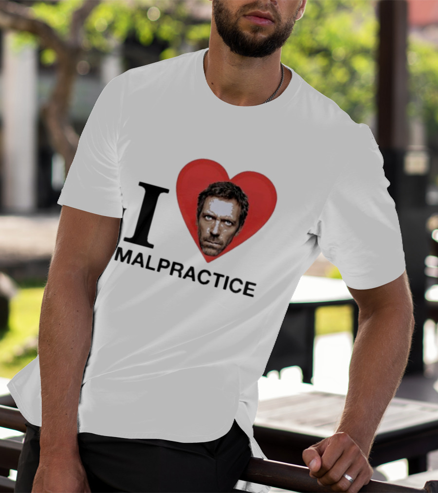 I Love Malpractice House MD Face In Heart T-Shirt