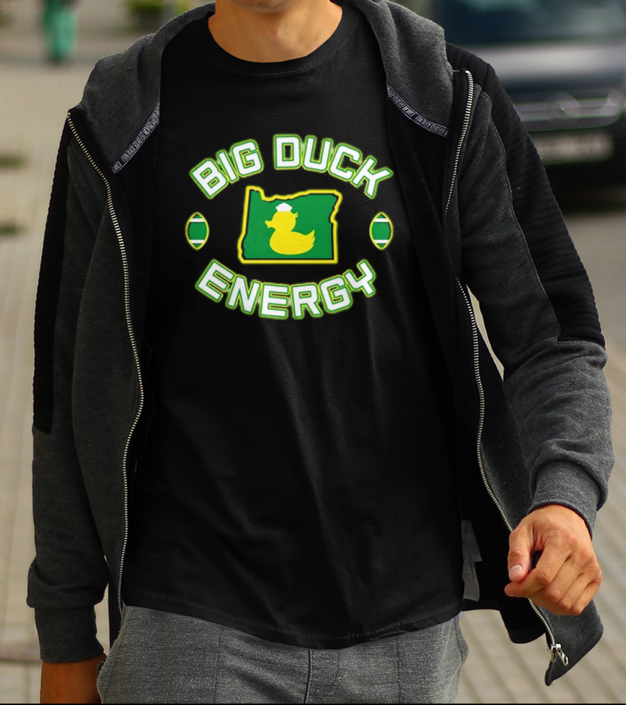 Oregon Ducks Big Duck Energy Football State Map T-Shirt