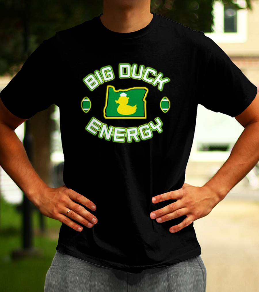 Oregon Ducks Big Duck Energy Football State Map T-Shirt