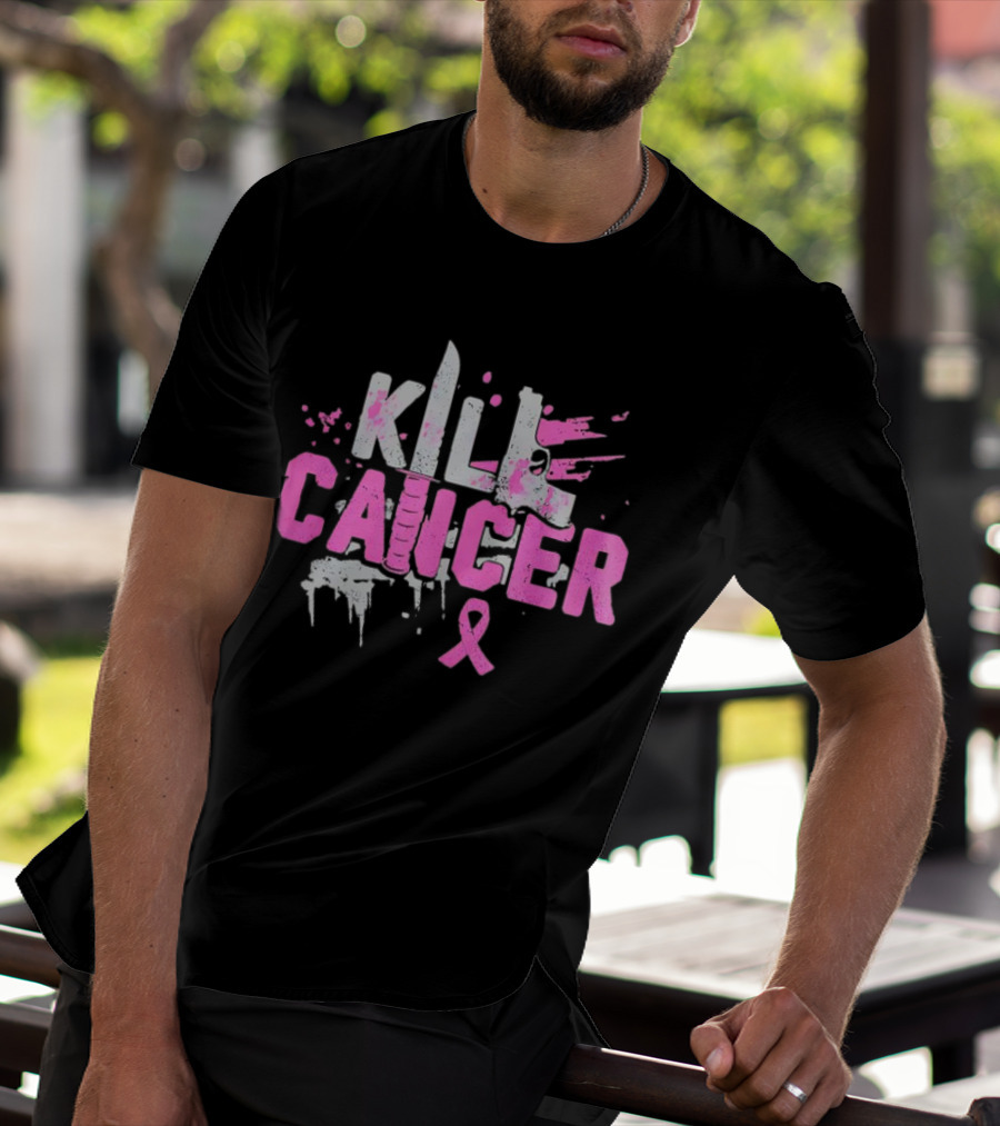 Kill Cancer Pink Ribbon Knife T-Shirt