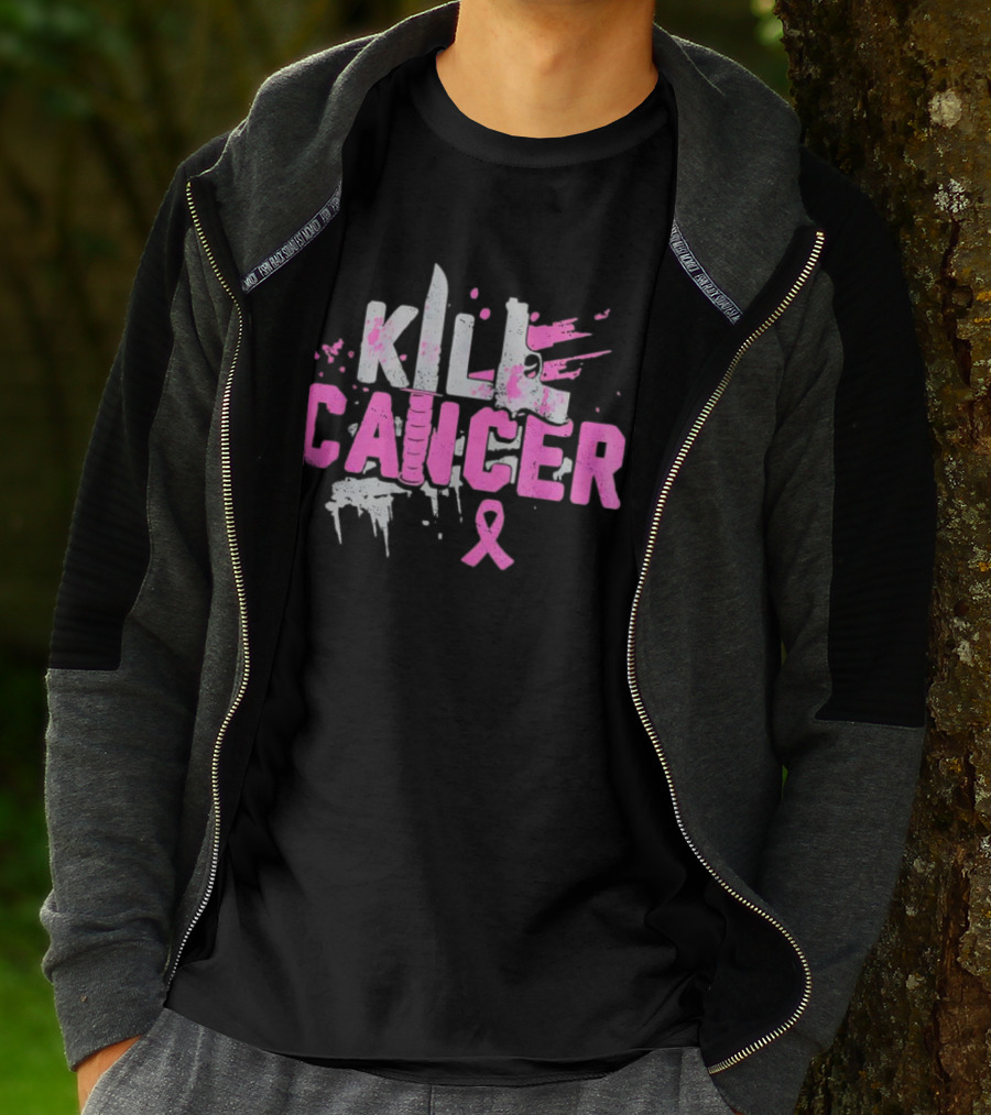 Kill Cancer Pink Ribbon Knife T-Shirt