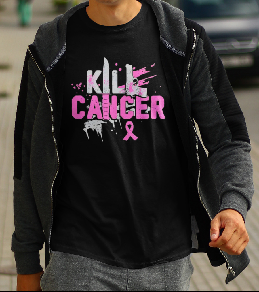 Kill Cancer Pink Ribbon Knife T-Shirt