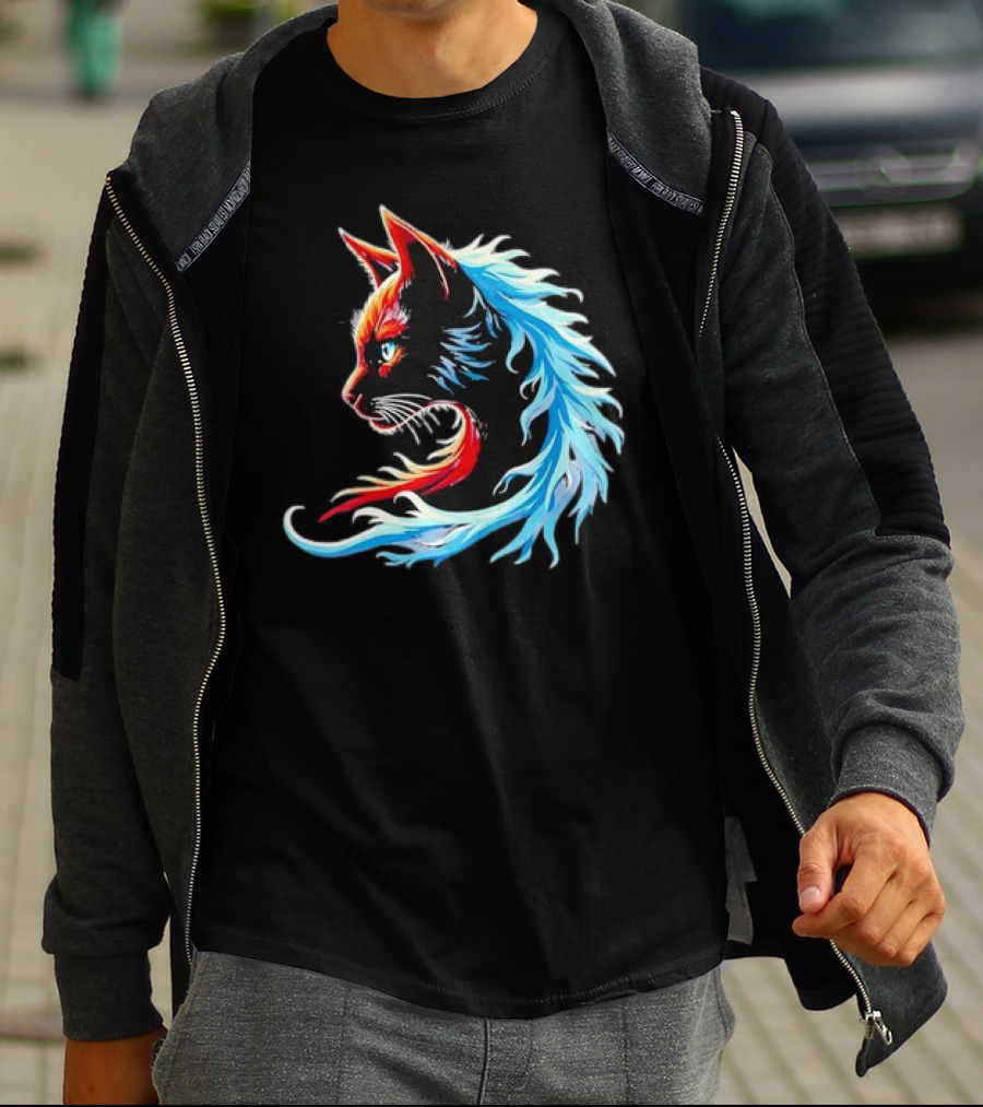 Retro Blue Cat Wave Cat Ladies Cat Lover T-Shirt