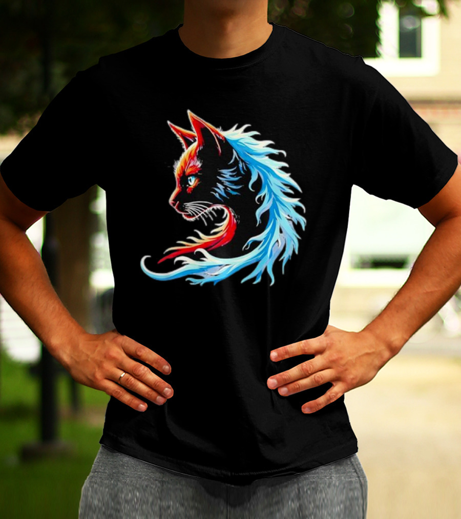 Retro Blue Cat Wave Cat Ladies Cat Lover T-Shirt