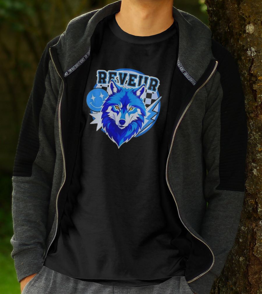 Reveur Blue Wolf Checkered Dreamers Emblem T-Shirt