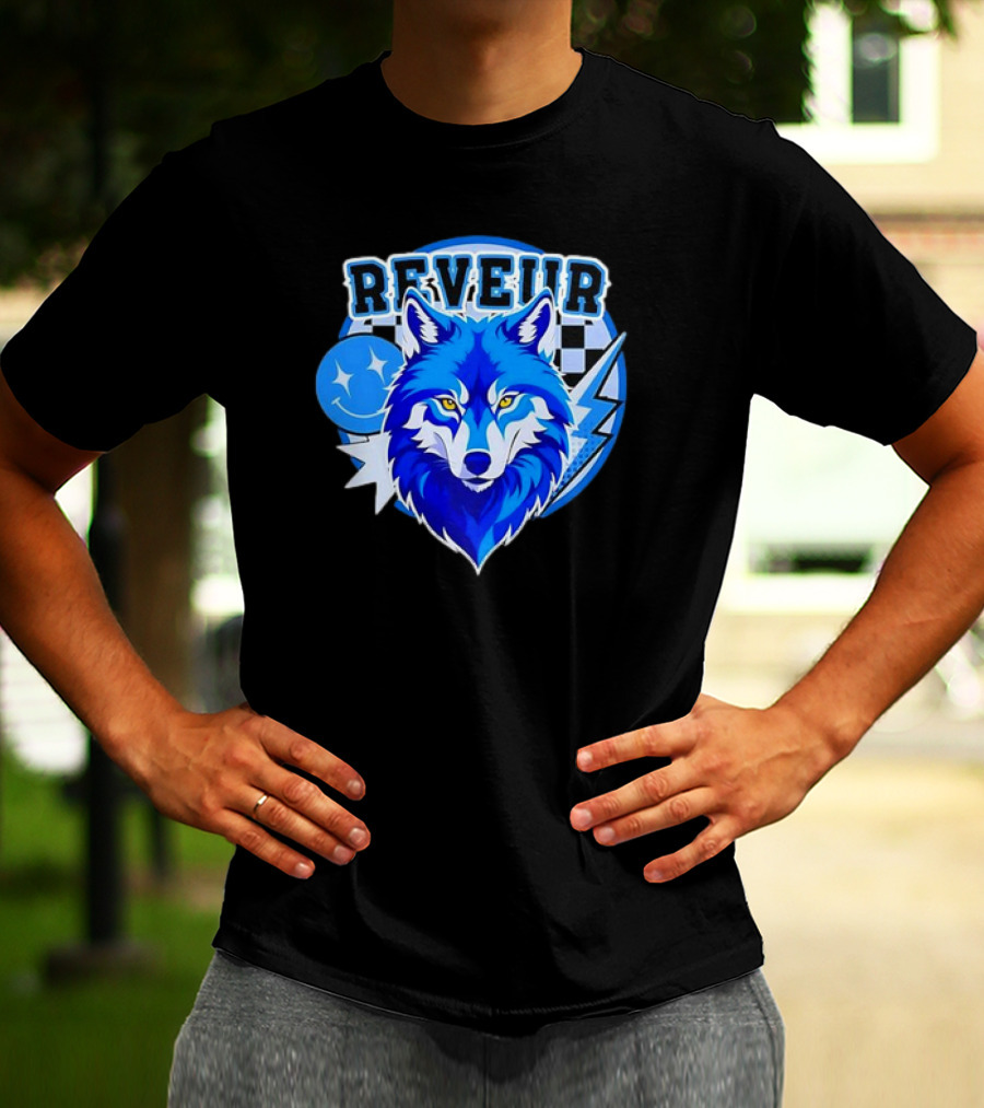 Reveur Blue Wolf Checkered Dreamers Emblem T-Shirt