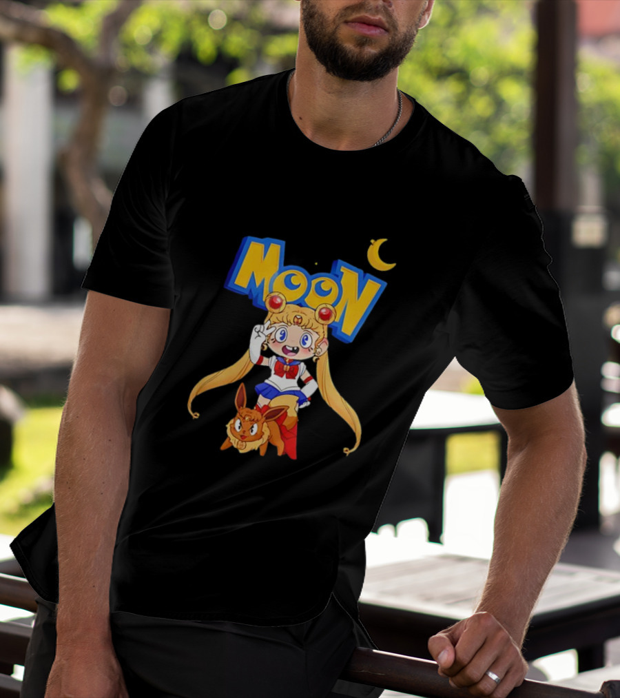 Sailor Moon Pokemon Mashup With Cartoon Sailormon And Eevee Moon T-Shirt