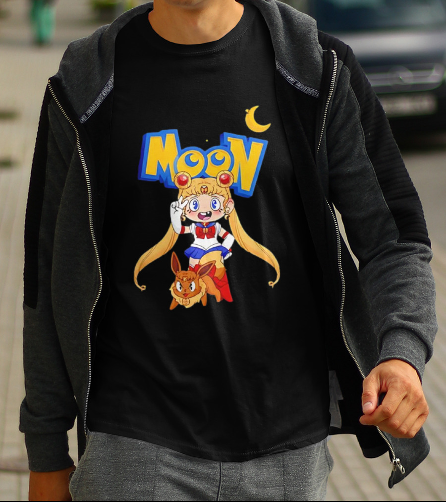 Sailor Moon Pokemon Mashup With Cartoon Sailormon And Eevee Moon T-Shirt