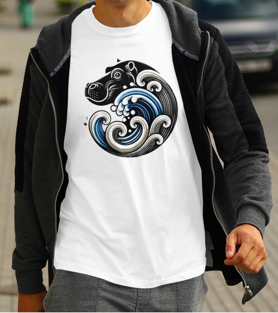 Funny Blue Wave Hippo Moo Deng T-Shirt