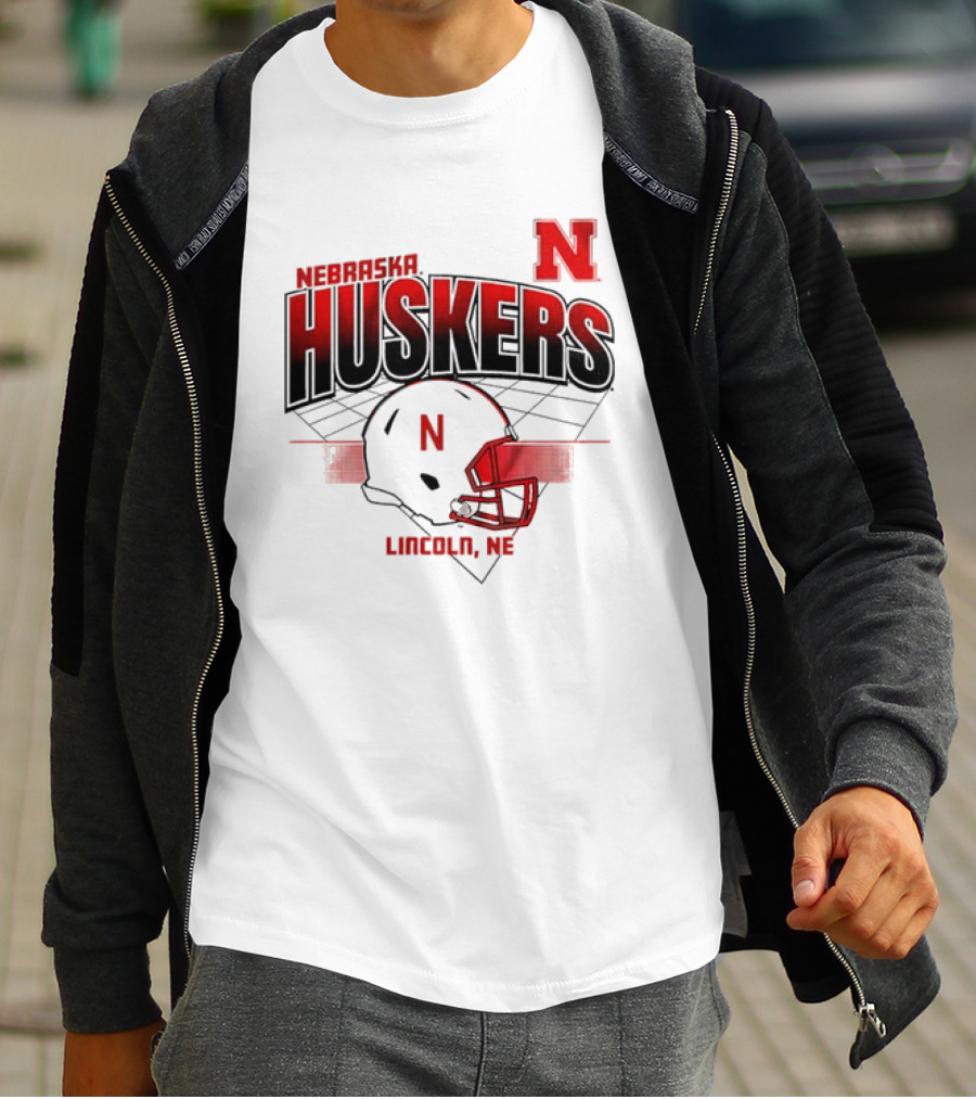 Nebraska Huskers Football Helmet Lincoln NE Grid Nebraska Licensed T-Shirt