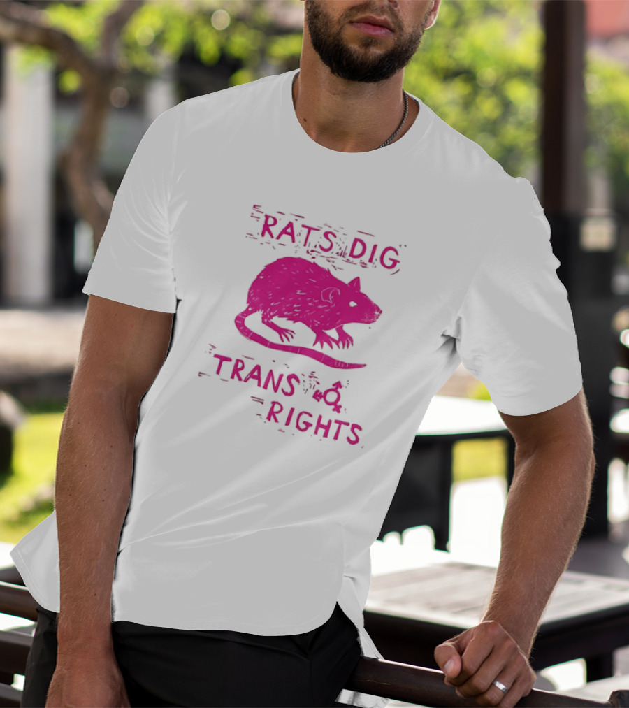 Rats Dig Trans Rights Retro Pink Rat T-Shirt