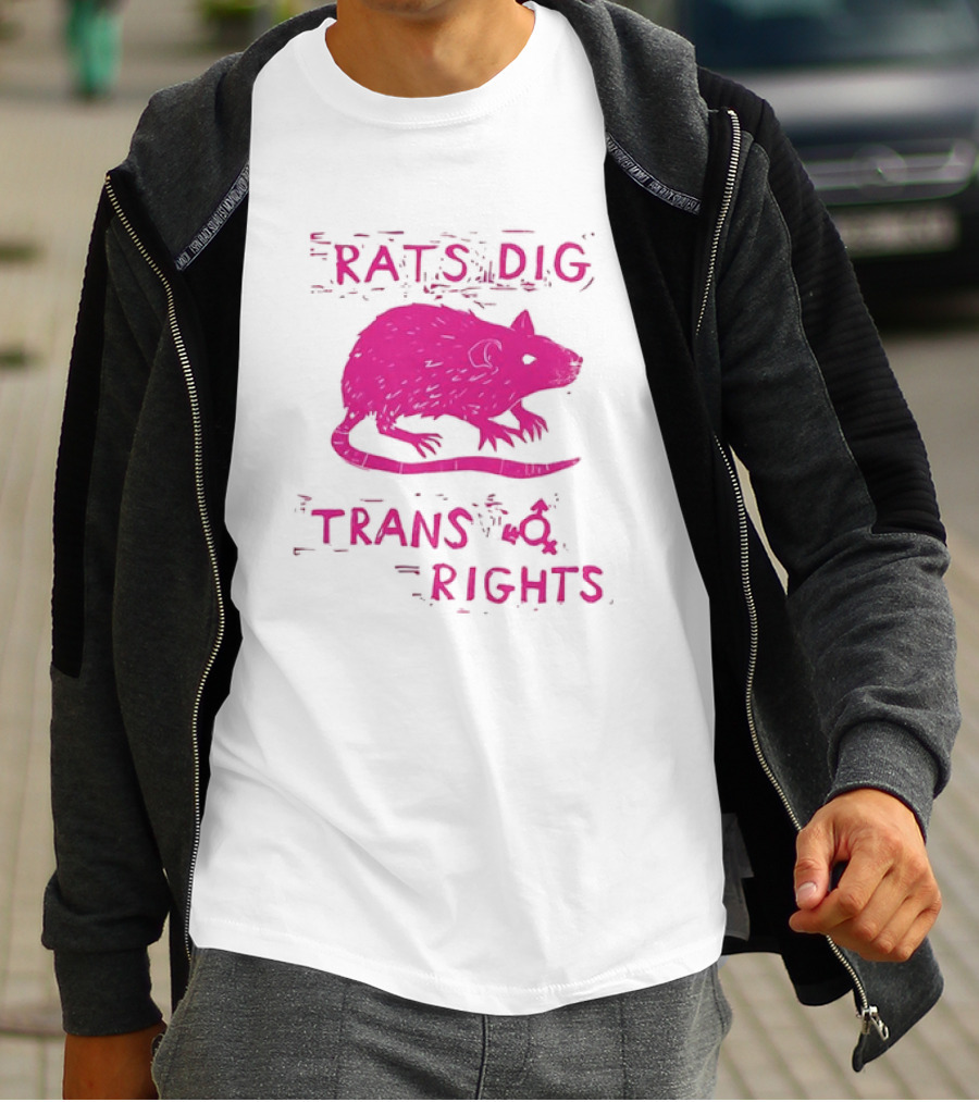 Rats Dig Trans Rights Retro Pink Rat T-Shirt