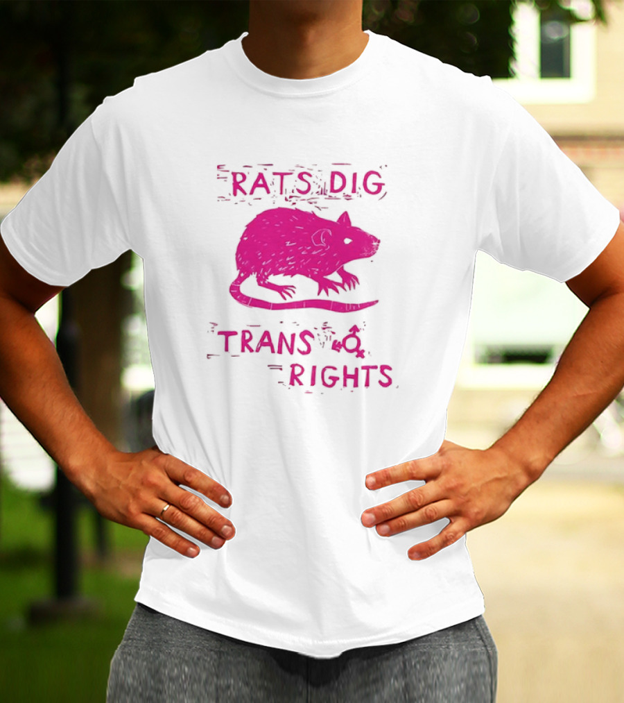 Rats Dig Trans Rights Retro Pink Rat T-Shirt