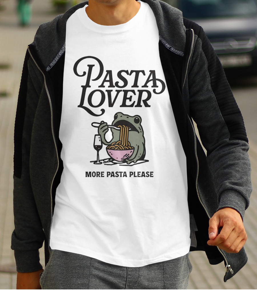 Pasta Lover Frog Enjoying More Pasta Please T-Shirt