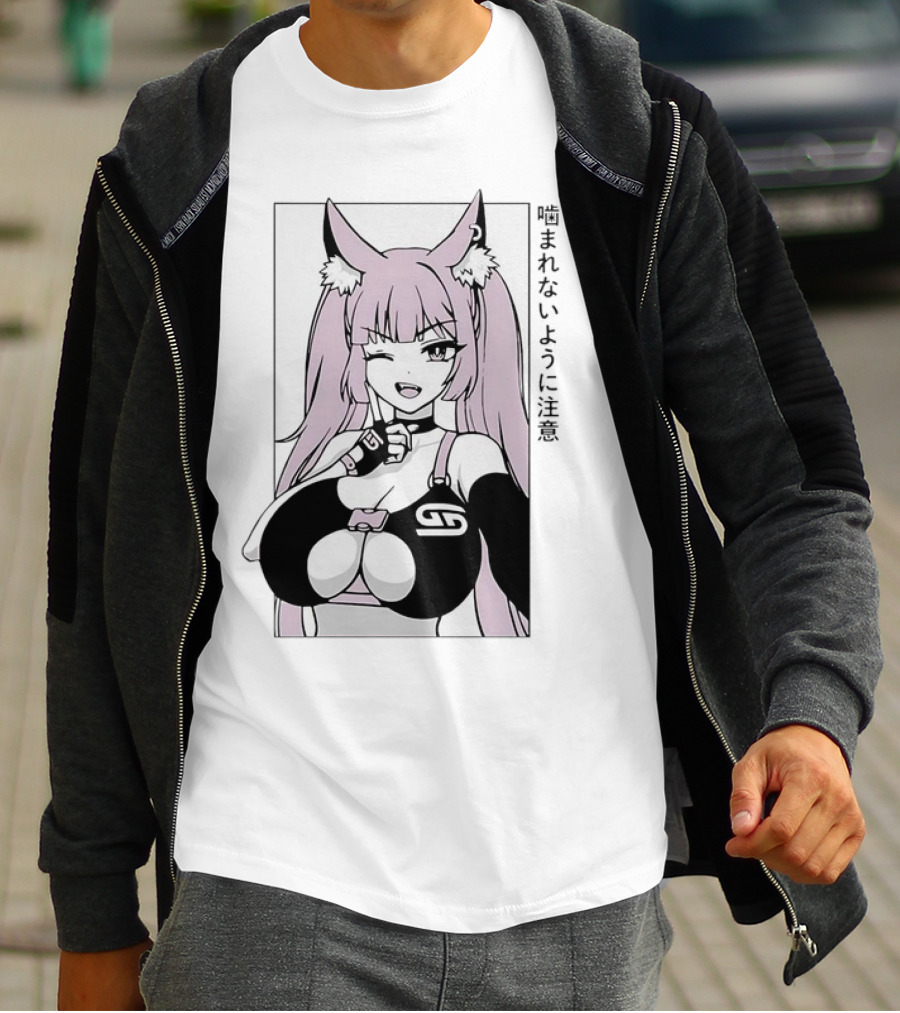 Waifu Frisky Kitty Beware Of Bites T-Shirt